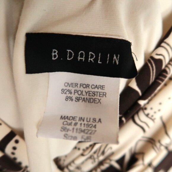 B. Darlin Sleeveless Midi Dress Tropical Floral Cream Brown EUC Women's Size 5/6 - Picture 7 of 7